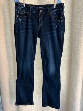 Silver Dark Wash Straight Leg Jeans